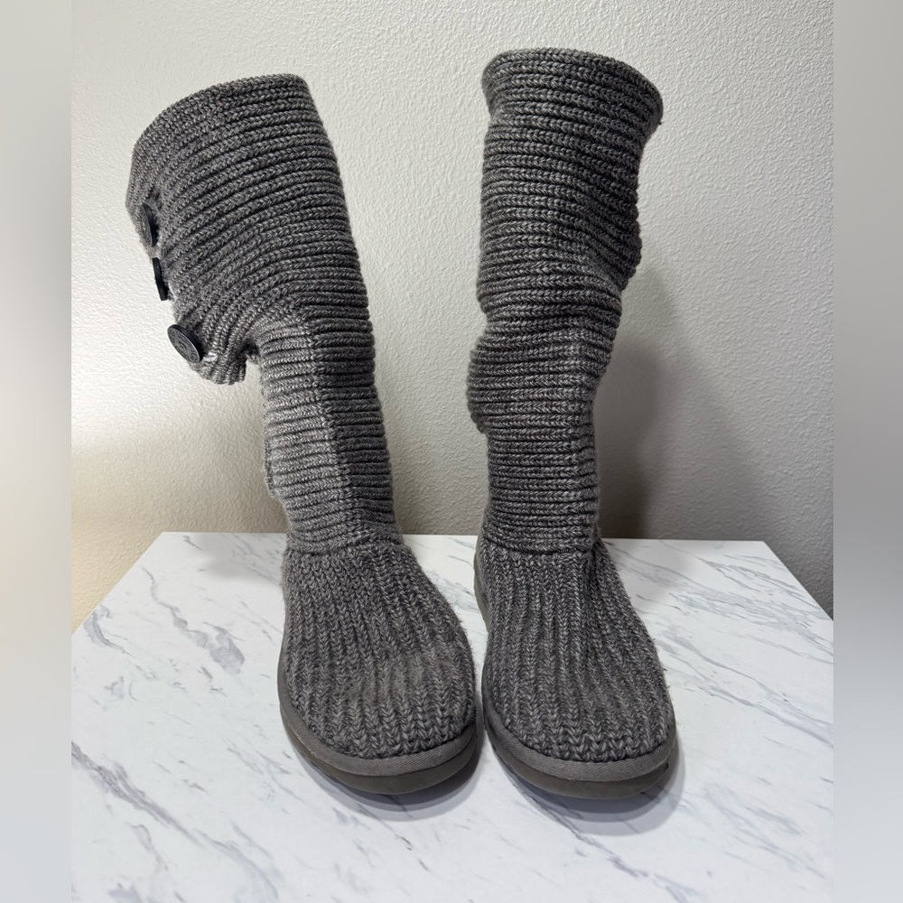 UGG Heather Gray Knee Hugh Knit Boots